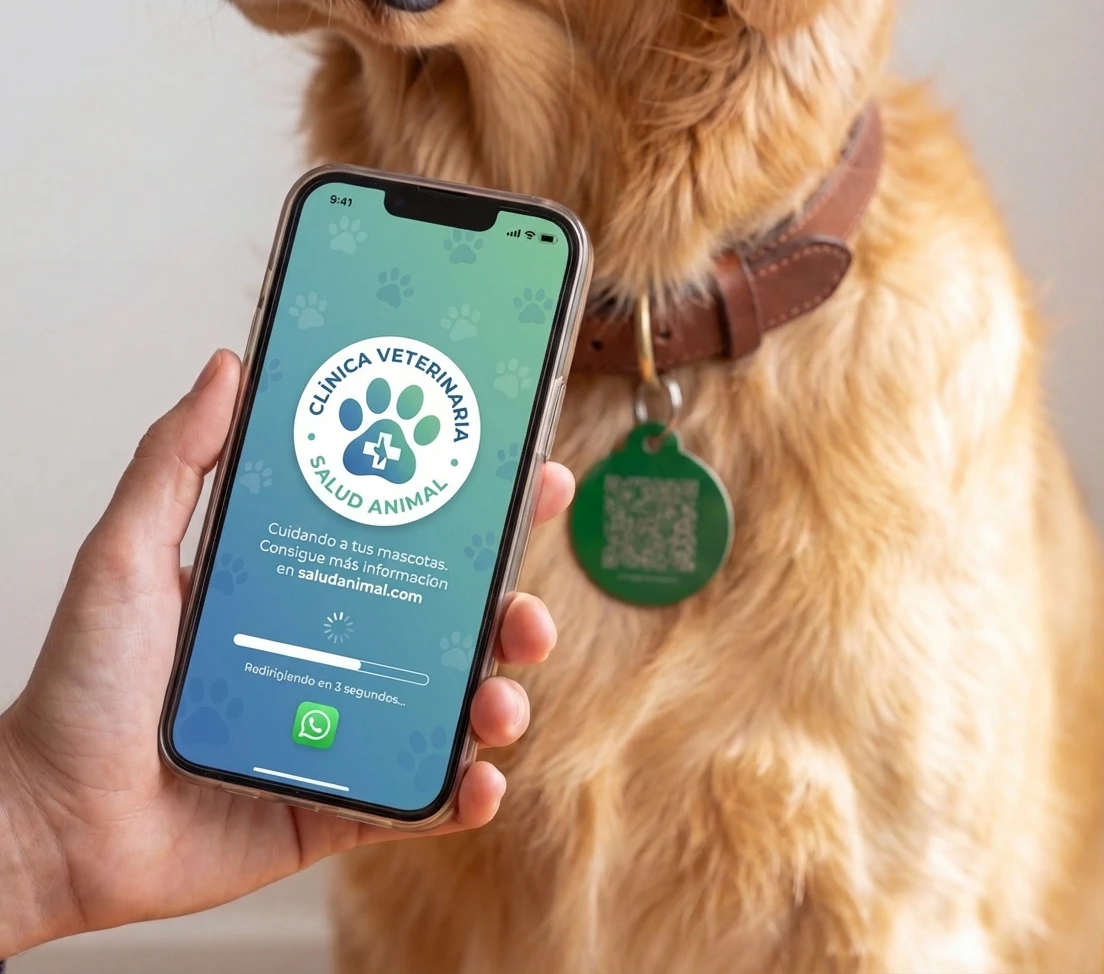 Splash screen con logo de clínica veterinaria en MascotaQR