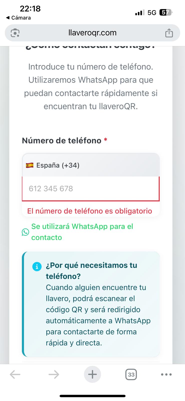 Formulario de datos de contacto