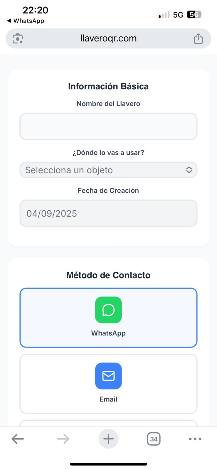 Editando información básica del llavero